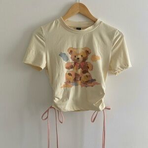 pastel yellow bear ruched baby tee Women’s top